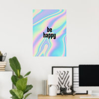 Seien Sie glücklich, holografische Iridescent Text