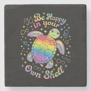 Seien Sie glücklich in Ihrer eigenen Muschel Rainb Steinuntersetzer
