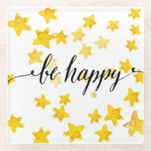 Seien Sie glückliche 3 Glasuntersetzer