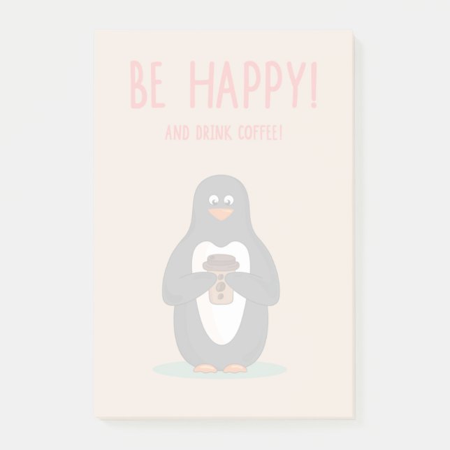 Seien Sie glücklicher und Getränk-Kaffee Post-it Klebezettel (Vorderseite)