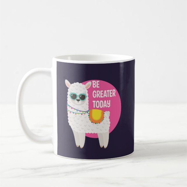 Seien Sie größer heute Funny Llama trägt Sonnenbri Kaffeetasse (Links)