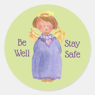 Seien Sie gut Bleibe, sichere Angel Kind positive Runder Aufkleber