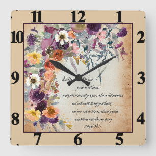 Seien Sie Ihr Führer, Herbst-Blumenmix Quadratische Wanduhr