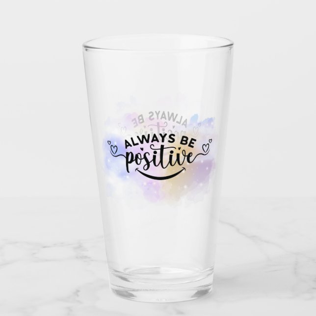 Seien Sie immer positiv Lila gelb Glas (Vorderseite)