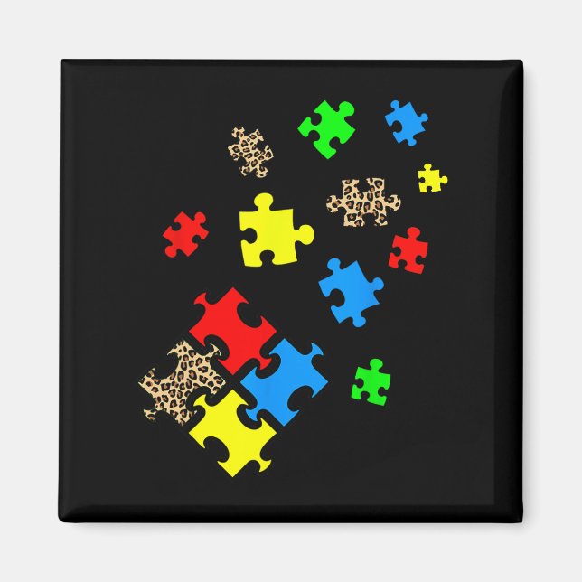 Seien Sie Kind Puzzle Pieces Leopard Autismus Bewu Magnet (Vorne)