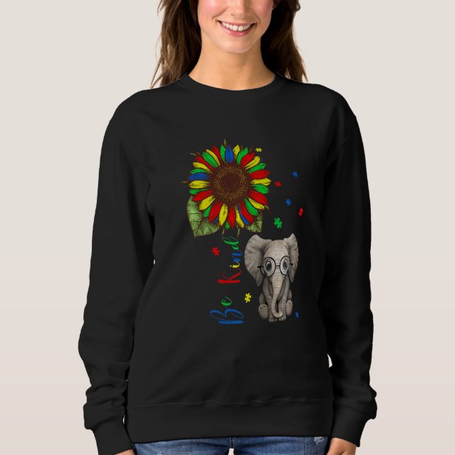 Seien Sie Kind Sonnenblumen Elephant Puzzle Stücke Sweatshirt (Vorderseite)