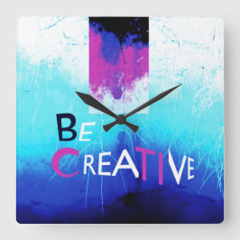 Seien Sie kreativ in Aqua Magenta White Quadratische Wanduhr