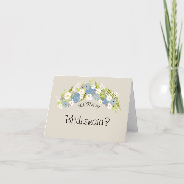 Seien Sie mein Bridesmaid Blumenkranz Einladung (Vorderseite)