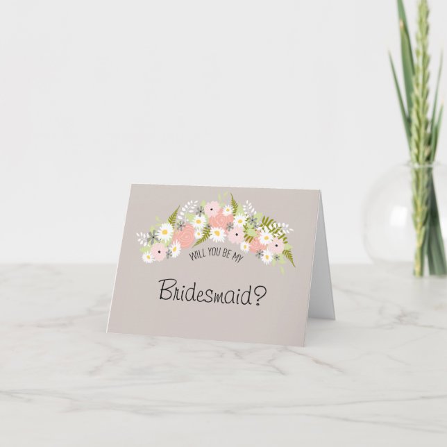 Seien Sie mein Bridesmaid Blumenkranz Einladung (Vorderseite)
