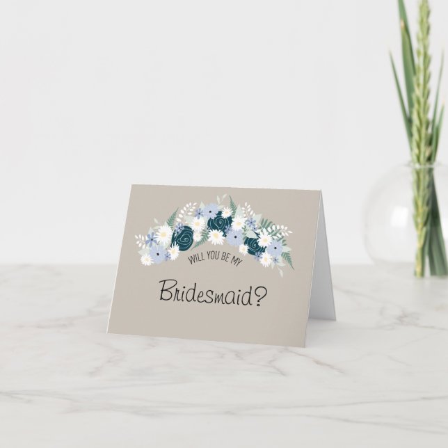 Seien Sie mein Bridesmaid Blumenkranz Einladung (Vorderseite)