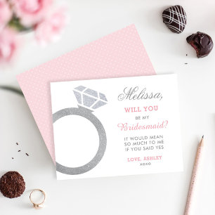 Seien Sie mein Bridesmaid Pink Diamond Ring Indivi Einladung