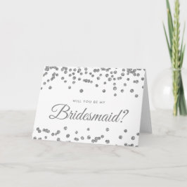 Seien Sie mein Bridesmaid Silver Glitzer Confetti  Einladung