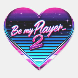 Seien Sie mein Player 2 Retrowave-Valentinstag-Auf Herz-Aufkleber