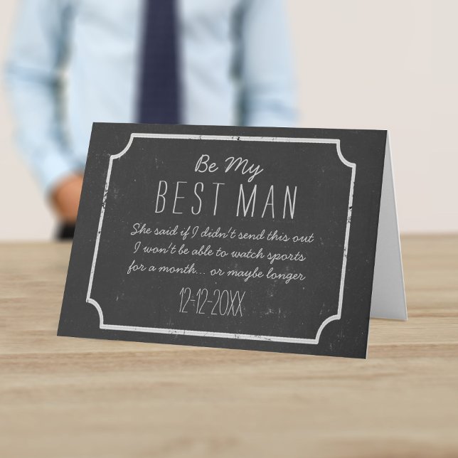 Seien Sie mein Trauzeuge Trauzeuge Vorschlagskarte Einladung (For lovers of the chalkboard wedding vibe. Ask your best man to be there for you with this card)