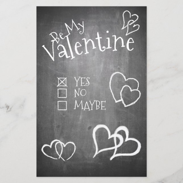 Seien Sie mein Valentin auf Kreidebrett (Vorderseite)