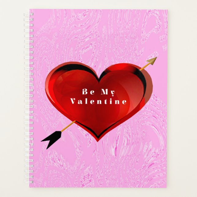 Seien Sie mein Valentin auf rosa Eisspirale Notebo Planer (Vorderseite)