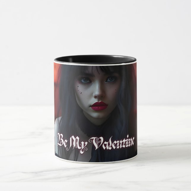 Seien Sie mein Valentin in der dunklen Romantik Tasse (Zentrum)