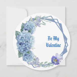 Seien Sie mein Valentine Floral Romantic Blue Blum Feiertagskarte