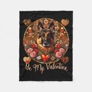 Seien Sie mein Valentine Hund Blume Rotes Herz Tag Fleecedecke