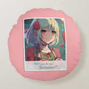 Seien Sie mein Valentine im Manga Style 33420 Rundes Kissen