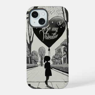 Seien Sie mein Valentine in Manga Style Monochrome iPhone 15 Hülle