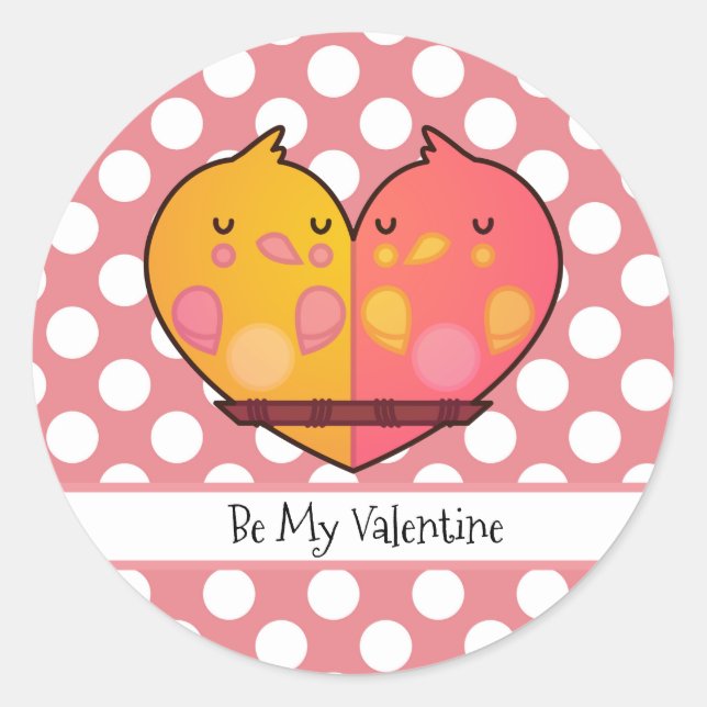 Seien Sie mein Valentine Love Birds Round Sticker (Vorderseite)
