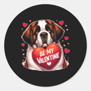 Seien Sie mein Valentine Saint Bernard Hund Herz Runder Aufkleber