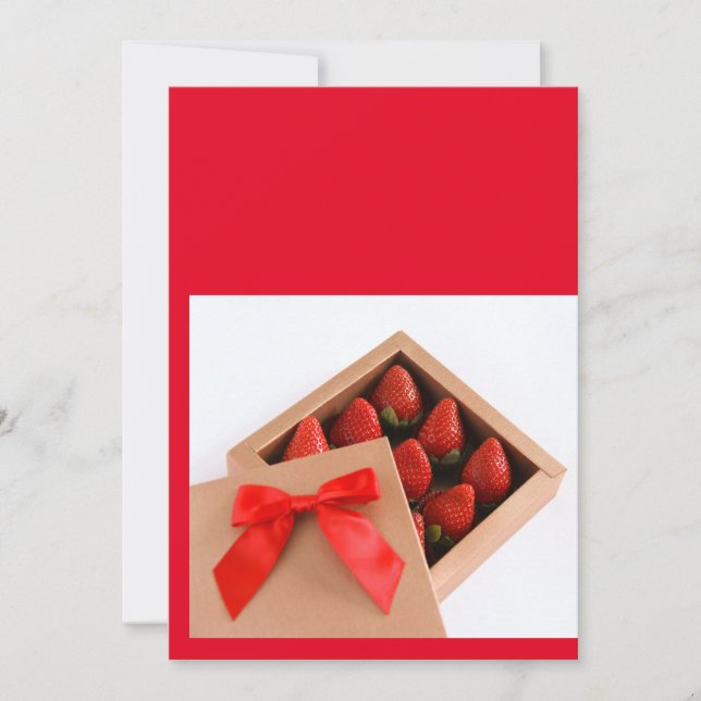 Seien Sie mein Valentine Strawberry Red Bogen Box Einladung (Vorderseite)