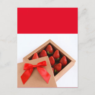 Seien Sie mein Valentine Strawberry Red Bogen Box Postkarte
