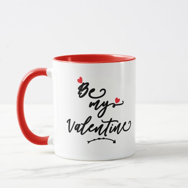 Seien Sie mein Valentiner Modernes Romantisches Ro Tasse (Links)