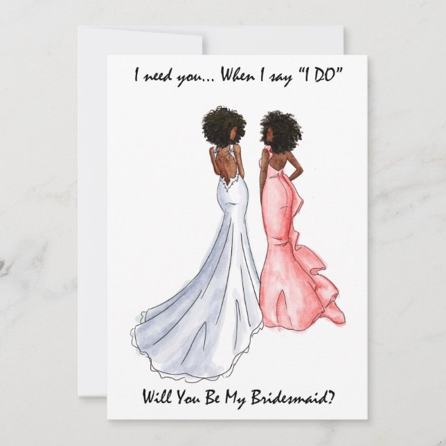 Seien Sie meine Bridesmaid Card - Afro American -  Einladung (Vorderseite)
