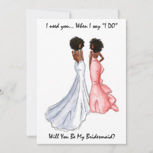 Seien Sie meine Bridesmaid Card - Afro American -  Einladung