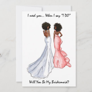 Seien Sie meine Bridesmaid Card - Afro American - Einladung