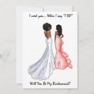 Seien Sie meine Bridesmaid Card - Afro American - Einladung