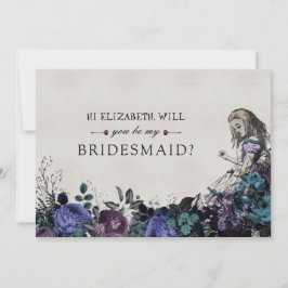 Seien Sie meine Bridesmaid Floral Grau Alice im Wu Einladung