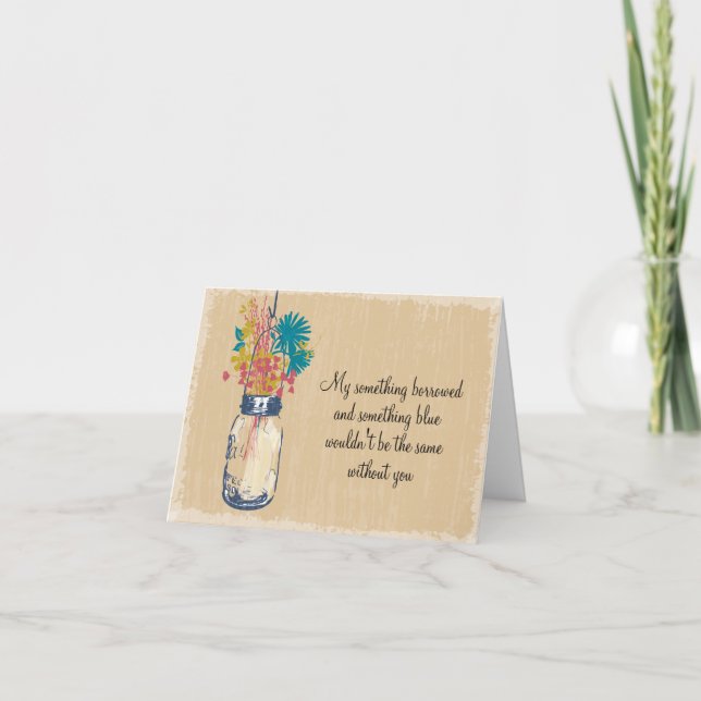 Seien Sie meine Bridesmaid - Mason Jar & Wildblume Einladung (Vorderseite)