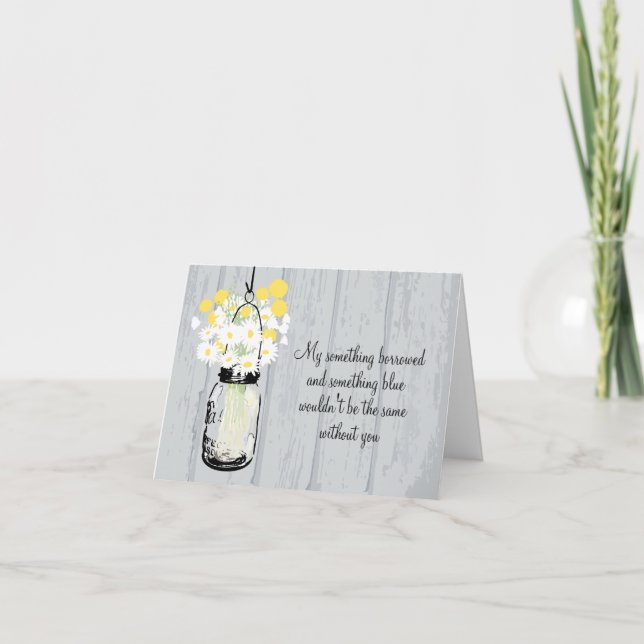 Seien Sie meine Bridesmaid - Mason Jar & Wildblume Einladung (Vorderseite)