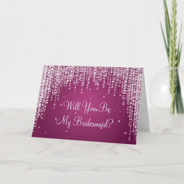 Seien Sie meine Bridesmaid Night Dazzle Berry Pink Einladung (Vorderseite)