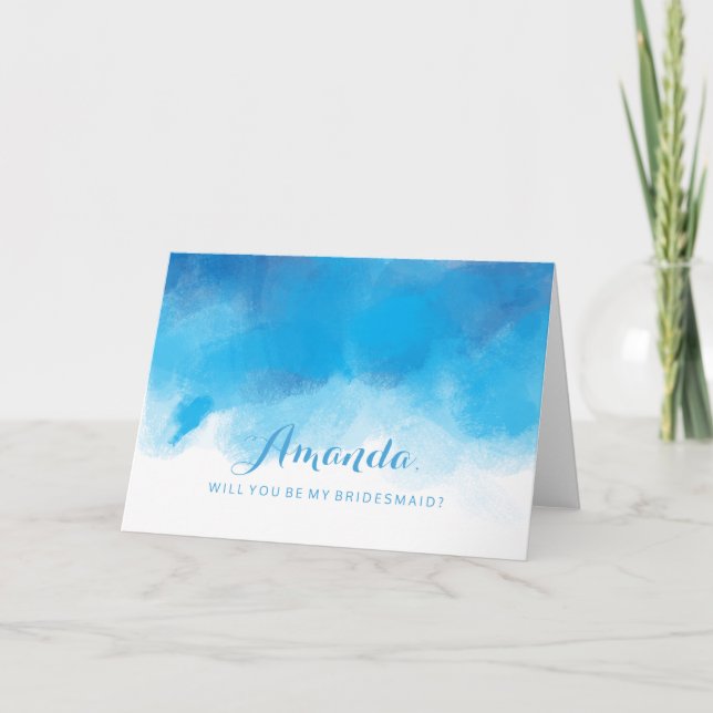 Seien Sie meine Bridesmaid Summer Blue Wcolor Einladung (Vorderseite)