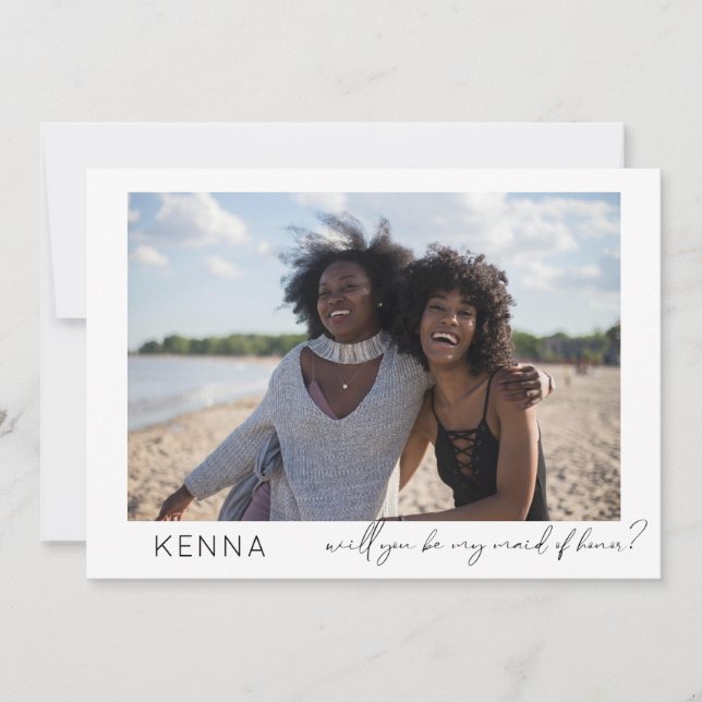 Seien Sie meine Trauzeugin Foto Vorschlag Kalligra Einladung (Vorderseite)