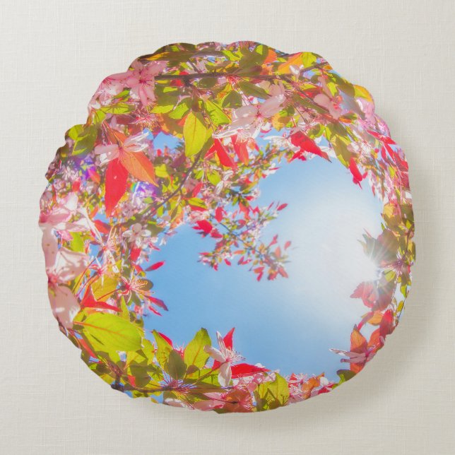 Seien Sie meine Valentinatblüte Herz in Blume Rundes Kissen (Vorderseite)