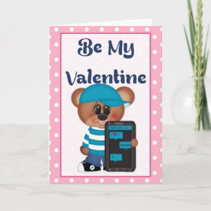 Seien Sie meine Valentine Boy Bear Themed Grußkart Feiertagskarte