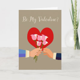 Seien Sie meine Valentine Gay Themed Rose und Herz Feiertagskarte