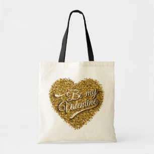 Seien Sie meine Valentine Goldene Herztostasche Tragetasche