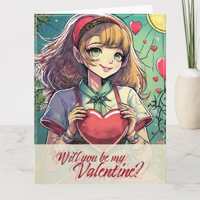 Seien Sie meine Valentine im Manga Style 33419 Karte (Vorderseite)