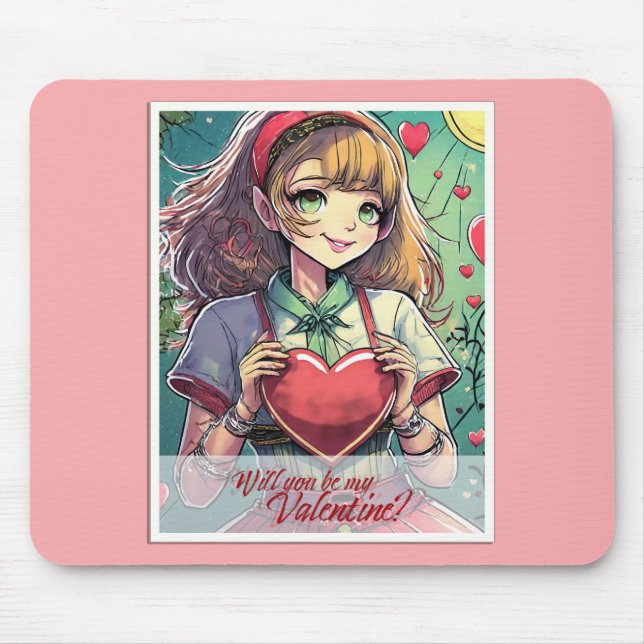 Seien Sie meine Valentine im Manga Style 33419 Mousepad (Vorne)