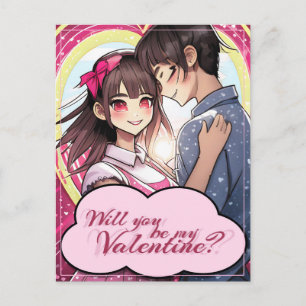 Seien Sie meine Valentine im Manga Style 58477 Feiertagspostkarte