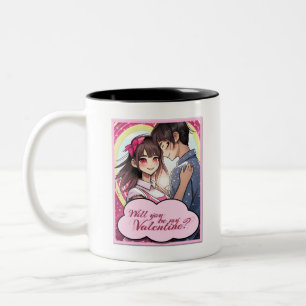 Seien Sie meine Valentine im Manga Style 58477 Zweifarbige Tasse