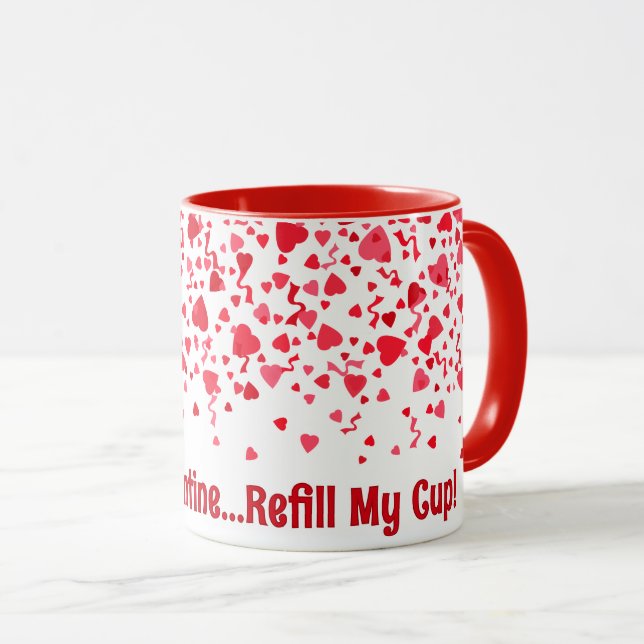 Seien Sie meine Valentine Red Confetti Hearts Tasse (VorderseiteRechts)