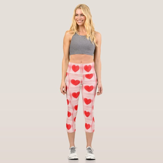 Seien Sie meine Valentine Red heart Note Notebook  Capri Leggings (Vorderseite)